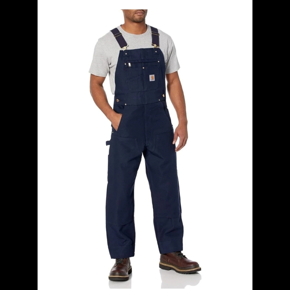 Carhartt Men's Duck Bib Unlined Overall R01, 50x36 navy blue, Multiple Pockets